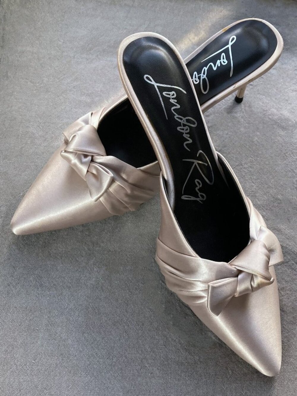 London Rag "Queenie" Satin Stiletto Mule Pump, Dress Shoes, Size Women's US 6